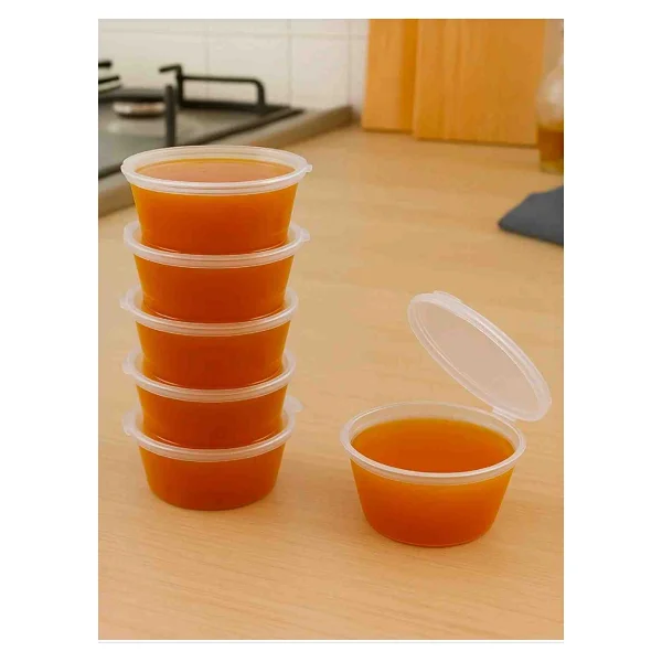 25 Adet 60 Cc Kapaklı Sızdırmaz Sos Kabı,Et Suyu ,Tavuk Suyu , Bulyonluk , Derin Donduruculuk Tekrar Kullanılabilen Sert Plastikten Üretilmiştir - 60 Ml - Görsel 2