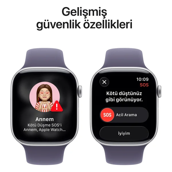 Apple Watch Series 11 GPS 46mm Gümüş Rengi Alüminyum Kasa Ve Sis Moru Spor Kordon Akıllı Saat - Görsel 6