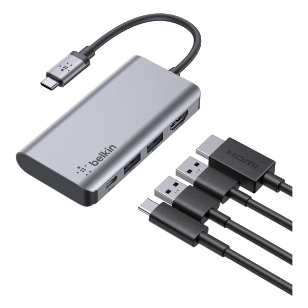 Belkin USB C 4'ü 1 Arada Çok Bağlantı Noktalı Adaptör (4K Hdmı, USB-C 100w Pd Geçişli Şarj Ve Daha Fazlası İçin 2 X USB A Bağlantı Noktası İle) - Görsel 6