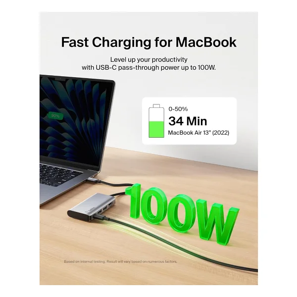 Belkin USB C 4'ü 1 Arada Çok Bağlantı Noktalı Adaptör (4K Hdmı, USB-C 100w Pd Geçişli Şarj Ve Daha Fazlası İçin 2 X USB A Bağlantı Noktası İle) - Görsel 5