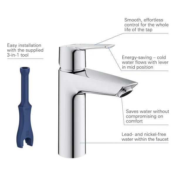 Grohe Start M 23746002 Tek Kollu Krom Lavabo Bataryası - Görsel 4