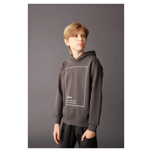 Defacto Erkek Çocuk Antrasit Kapüşonlu Baskılı Sweatshirt D3095a824au - Görsel 10
