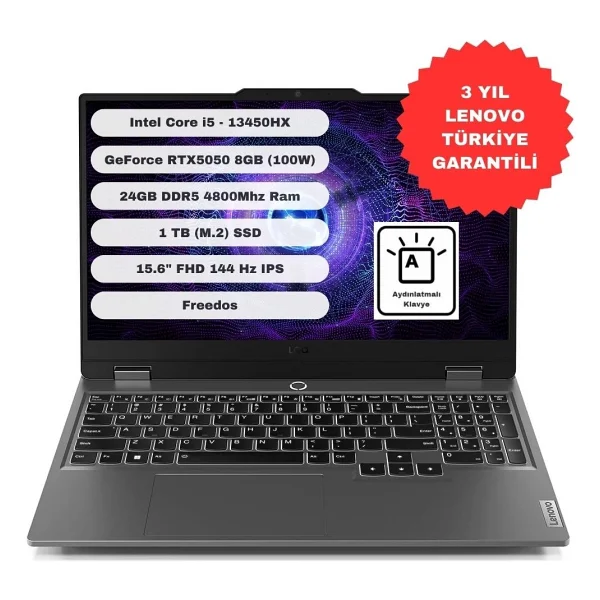 Lenovo Loq 15ırx10 83je00ectr İ5-13450hx 24 GB 1 TB SSD Rtx5050 15.6" Full HD Gaming Laptop - Görsel 8