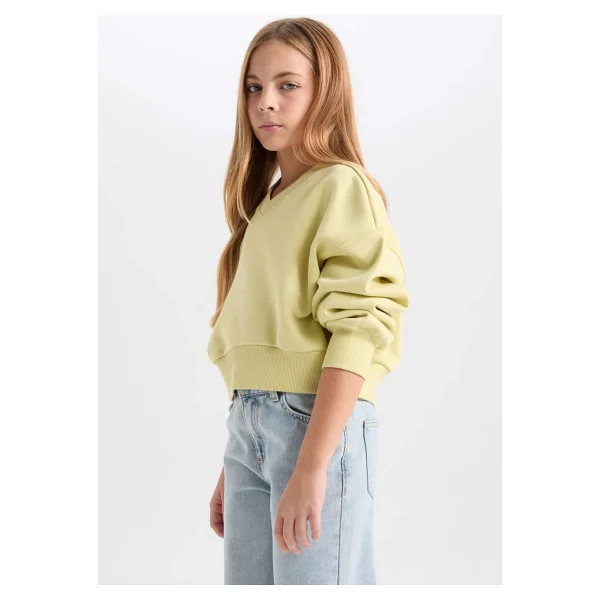 Defacto Kız Çocuk Cropped Fit V Yaka Basic Düz Sweatshirt D7047a824wn - Görsel 10