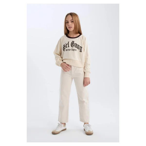 Defacto Kız Çocuk Relax Fit Bisiklet Yaka Baskılı İçi Yumuşak Tüylü Sweatshirt D7042a824wn - Görsel 9