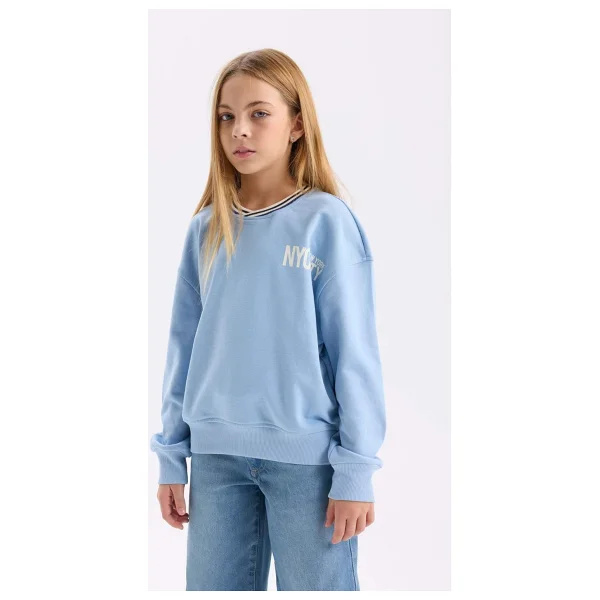 Defacto Kız Çocuk Relax Fit V Yaka Baskılı Sweatshirt D6987a824wnbe734 Mavi - Görsel 7