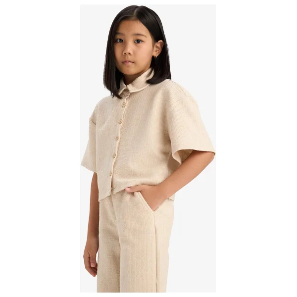 Defacto Kız Çocuk Relax Fit Polo Yaka Basic Düz Selanik Kumaş Kısa Kollu Gömlek E1102a825sm - Bej-Bg286 - 5 - 6 Yaş - Görsel 8