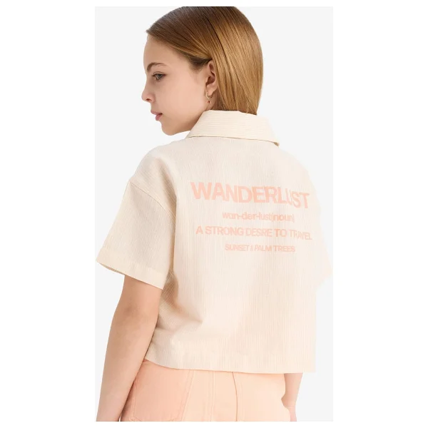 Defacto %100 Pamuk Cropped Fit Sırt Baskılı Kısa Kollu Gömlek Kız Çocuk E4258a825sm - Görsel 7