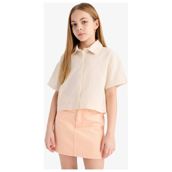 Defacto %100 Pamuk Cropped Fit Sırt Baskılı Kısa Kollu Gömlek Kız Çocuk E4258a825sm - Görsel 9