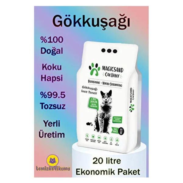 Magicsand Gökkuşağı İnce Taneli 20 Lt Bentonit Kedi Kumu - Görsel 4