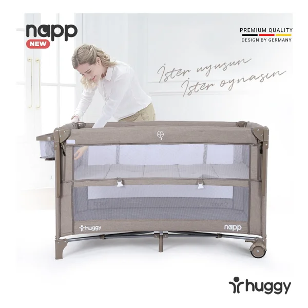 Huggy Napp 6 İn 1 Gri Anne Yanı Park Yatak - Görsel 2
