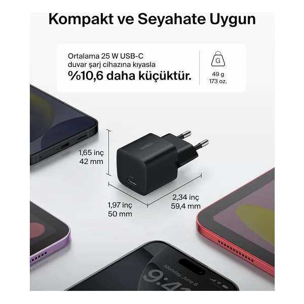 Belkin WCA012 25 W Type-C Hızlı Şarj Adaptörü - Görsel 6