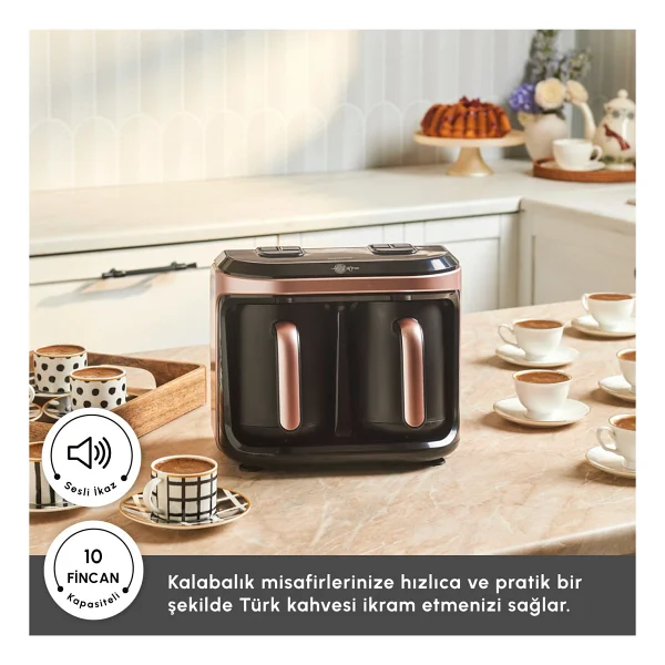 Karaca Hatır Hüp Düet Aroma Rosegold Türk Kahve Makinesi - Görsel 5