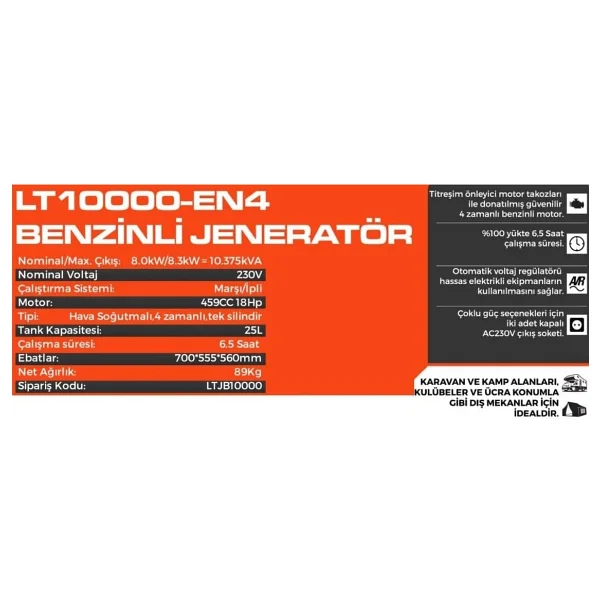 Lutian Lt10000 En-4 8.3 Kw Benzinli Jeneratör - Görsel 2