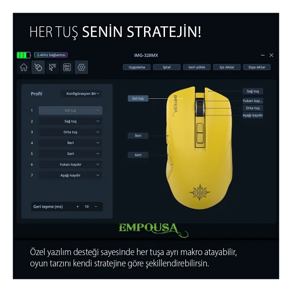 Inca Img-328mx Şarjlı Optik Kablolu/Kablosuz Oyuncu Mouse - Görsel 7