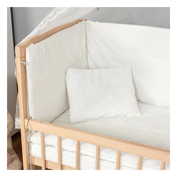 Bamgidoo Doğal Ahşap Anne Yanı Beşik Yeni Doğan Bebek Beşiği (Boyasız) 60x120 Uyku Seti Yatak Tekerlekli - Görsel 3