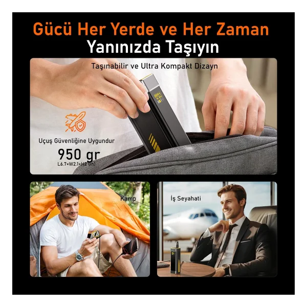 Aohi 27.600 mAh 240w Powerbank, Youth 3 Portlu Şarj Adaptörü - Görsel 9