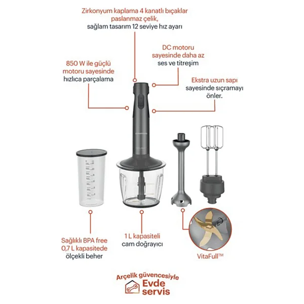 Grundig Hbs 7285 Cdx Delisia Novus 850 W Blender Seti - Görsel 9