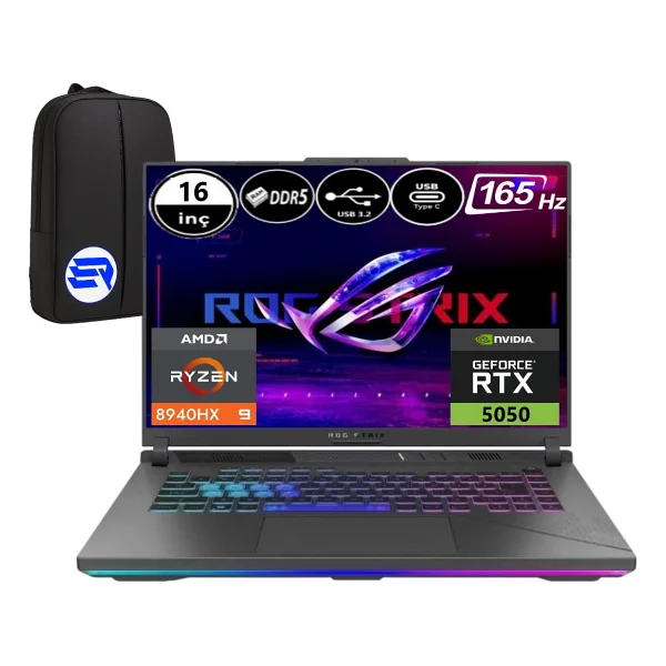 Asus Rog Strix G16 G614ph-Rv036 Ryzen 9 8940hx 16 GB 1 TB SSD Rtx5050 16" Wuxga Gaming Laptop - Görsel 2