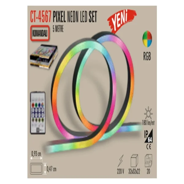 Cata Ct-4567 5 M USB Kumandalı RGB Neon Şerit LED - Görsel 3