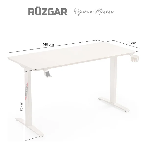 Xdrive Rüzgar 140x160 Cm Beyaz Oyuncu Masası - Görsel 3