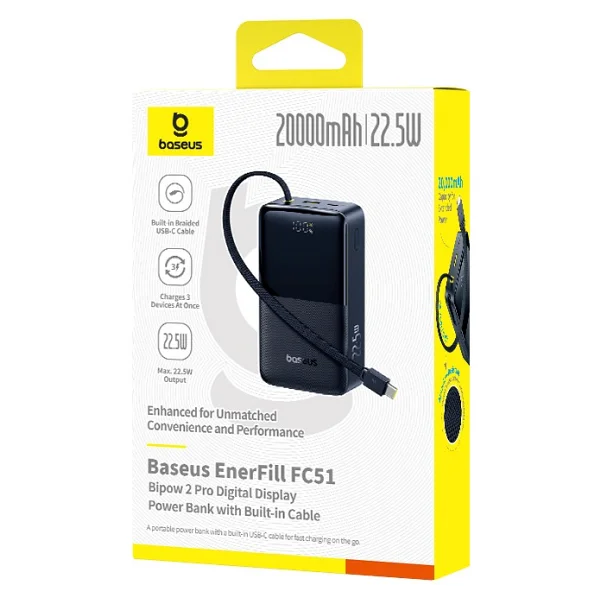 Baseus Enerfill Fc51 Bipow2 Pro Siyah 20000 mAh Hızlı Şarj Powerbank - Görsel 2