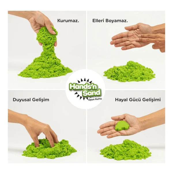 Playever Hands'n Sand Doğal Yeşil Kinetik Oyun Kumu 500 Gr - Görsel 3