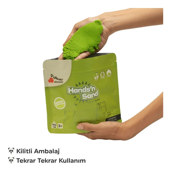 Playever Hands'n Sand Doğal Yeşil Kinetik Oyun Kumu 500 Gr - Görsel 4