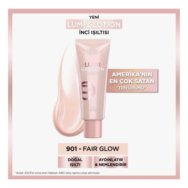 L'oreal Paris Glotion All In One Doğal Işıltı Veren 901 Fair Glow Likit Highlighter - Görsel 5
