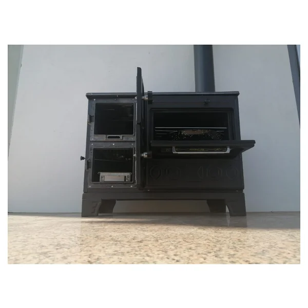 Dorello Ayaklı Twin Ultra Çift Camlı Kuzine Fırınlı Döküm Odun Kömür Sobası Üretici Firmadan Camlı Soba - Görsel 4