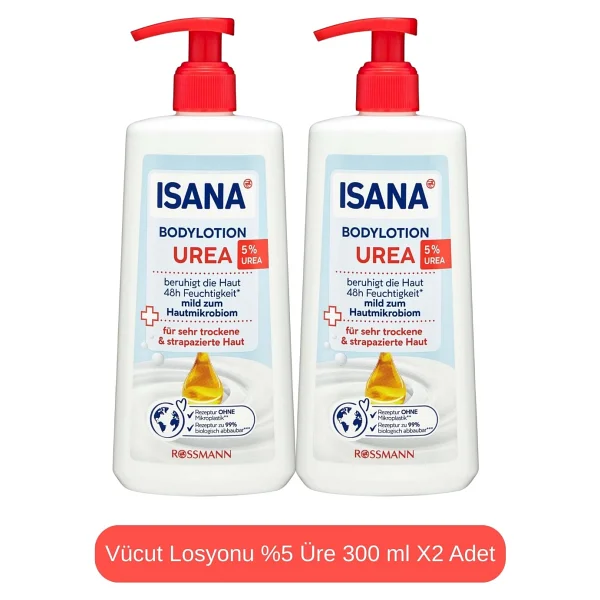 Isana Vücut Losyonu %5 Üre Nemlendirici Etki 600 Ml İki Adet Hassas Ciltler İçin - Görsel 4