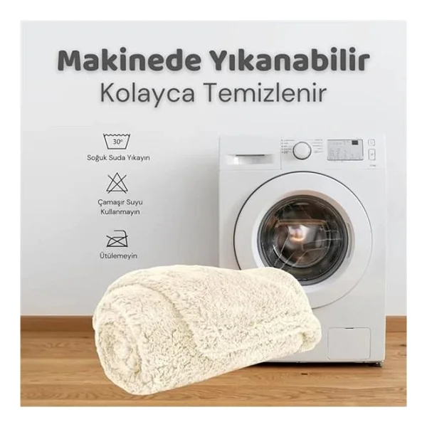 Beylini Kedi Köpek Battaniyesi Premium Peluş Evcil Hayvan Uyku Battaniyesi Yıkanabilir Krem (60x80) - Görsel 9