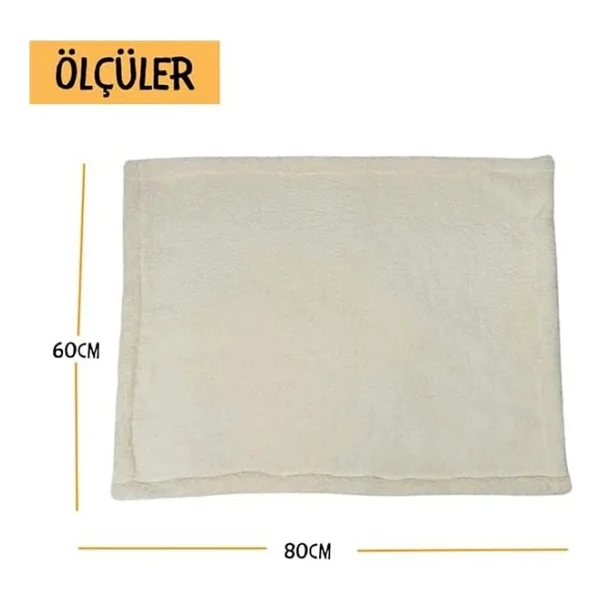 Beylini Kedi Köpek Battaniyesi Premium Peluş Evcil Hayvan Uyku Battaniyesi Yıkanabilir Krem (60x80) - Görsel 10