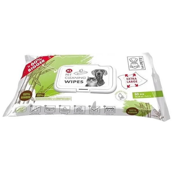 M-Pets Bamboo XL 30'lu Kedi Ve Köpekler İçin Temizleme Mendili - Görsel 2