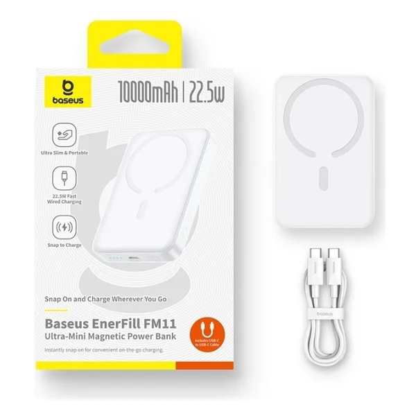 Baseus Enerfill Fm11 Beyaz 10000 mAh Hızlı Şarj Magsafe Powerbank - Görsel 9