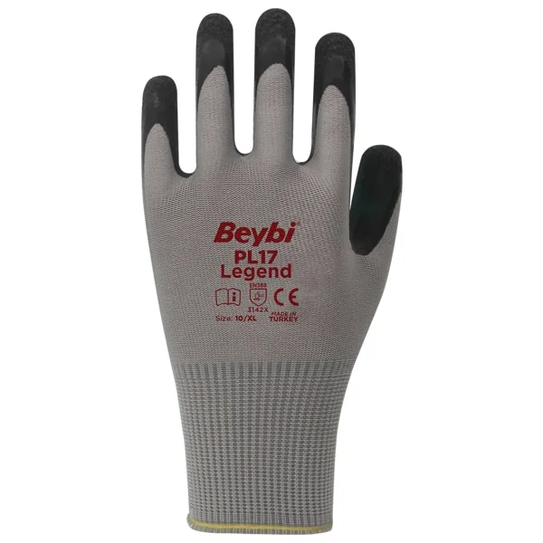 Beybi PL17 Legend Polyester Örme Lateks 10 Numara 12 Çift İş Eldiveni - Görsel 5