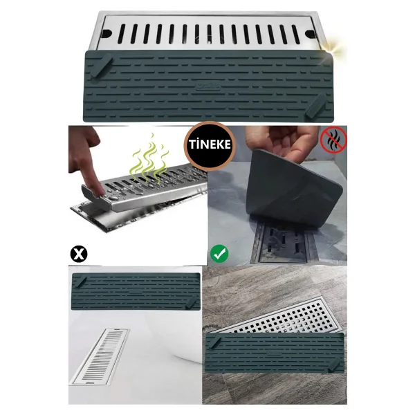Tineke Siyah Renk Uzun Model Kötü Koku Önleyici Silikon Mat Banyo Mutfak Lavabo Balkon Gider Tıpası Kapağı - Görsel 6