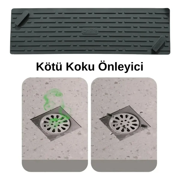 Tineke Siyah Renk Uzun Model Kötü Koku Önleyici Silikon Mat Banyo Mutfak Lavabo Balkon Gider Tıpası Kapağı - Görsel 4