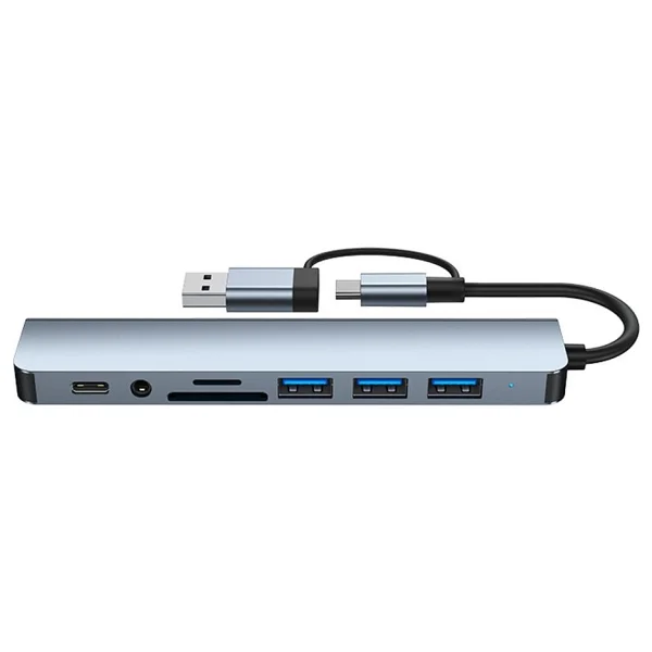 8 In 1 USB Type-C Çok Portlu Hub USB 3.0 2.0 3.5 Mm Ses Tf Sd Kart Çevirici Adaptör - Görsel 4