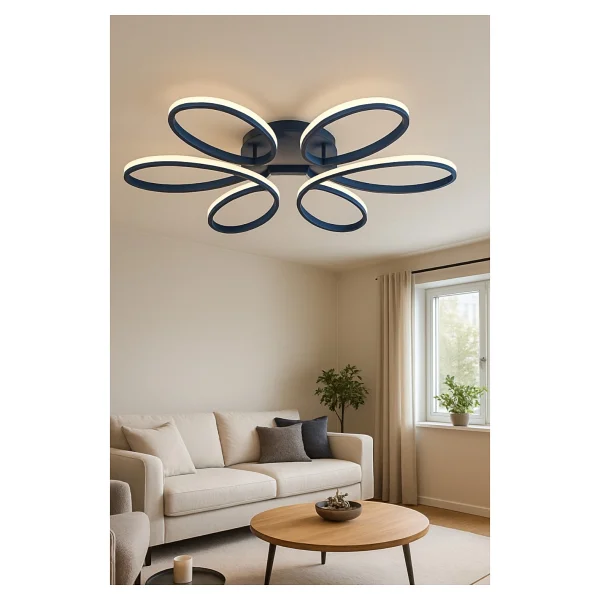 LEGACY Sedef Modern Tasarım Yatak Odası - Salon - Mutfak Gri Renk Gün Işığı Ve Beyaz Led Avize - Görsel 9