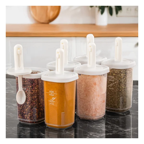 Porsima Kaydırmalı Kaşıklı Beyaz 6'lı Baharat Takımı - Görsel 6