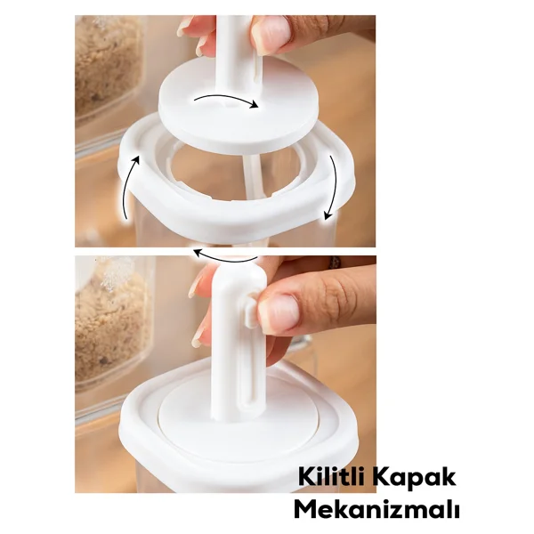 Porsima Kaydırmalı Kaşıklı Beyaz 6'lı Baharat Takımı - Görsel 3
