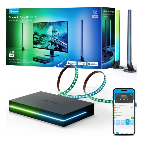 Govee AI Sync Box 2 Rgbıc H6603 27-34 İnç Monitör Arkası LED Aydınlatma - Görsel 8