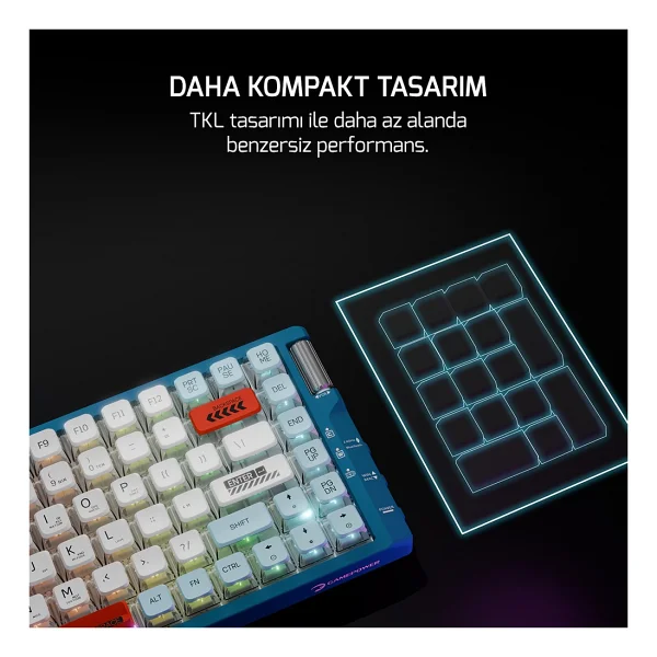 Gamepower Sense RGB Tkl Red Switch Kablolu/Kablosuz Mekanik Oyuncu Klavyesi - Görsel 5