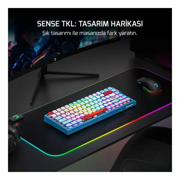 Gamepower Sense RGB Tkl Red Switch Kablolu/Kablosuz Mekanik Oyuncu Klavyesi - Görsel 8