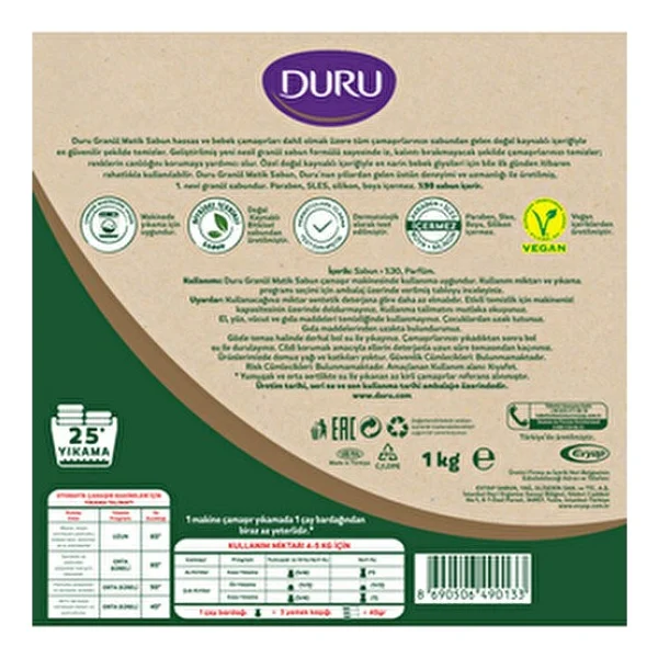 Duru Granül Matik Sabun Klasik 3x1 Kg Paraben,Sles,Silikon Ve Boya İçermez - Görsel 6