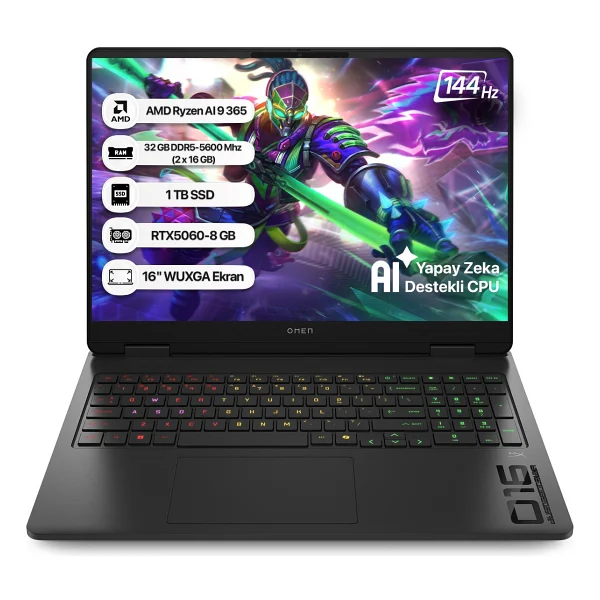 HP Omen 16-AP0020NT C12CPEA Ryzen AI 9 365 32 GB 1 TB SSD RTX5060 16" WUXGA Gaming Laptop
