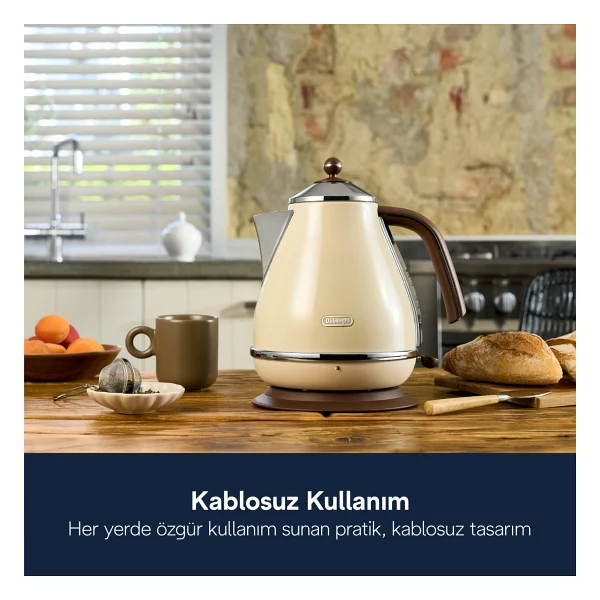 Delonghi Kbov 2001.Bg Icona Vintage Krem 2000 W 1.7 Lt Çelik Kettle - Görsel 5