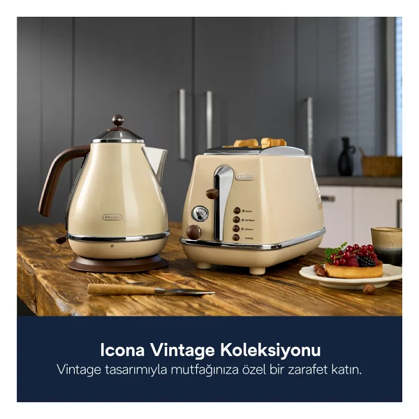 Delonghi Kbov 2001.Bg Icona Vintage Krem 2000 W 1.7 Lt Çelik Kettle - Görsel 6