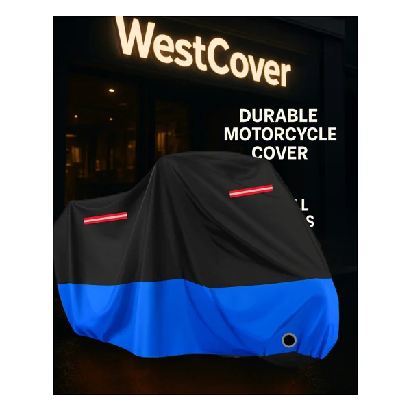 Yamaha Wr 125 R Arka Çanta Uyumlu Mavi-Siyah Kırmızı Reflektörlü Motosiklet Brandası - Görsel 3